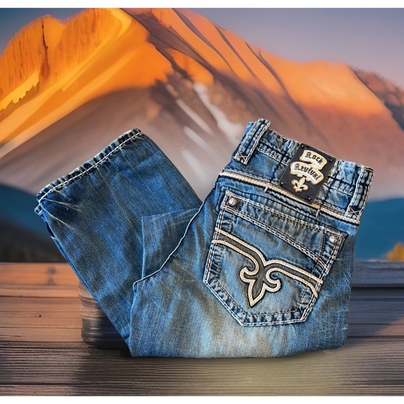 Rock Revival Ayden Straight Jeans Men 32 X 33 Inseam Blue